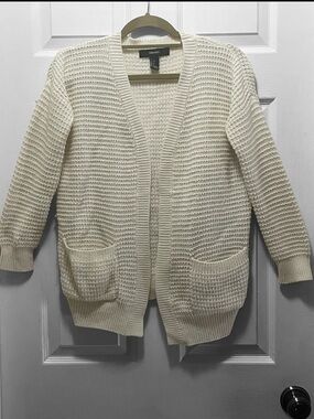 Forever 21 Cream Open Waffle Cardigan